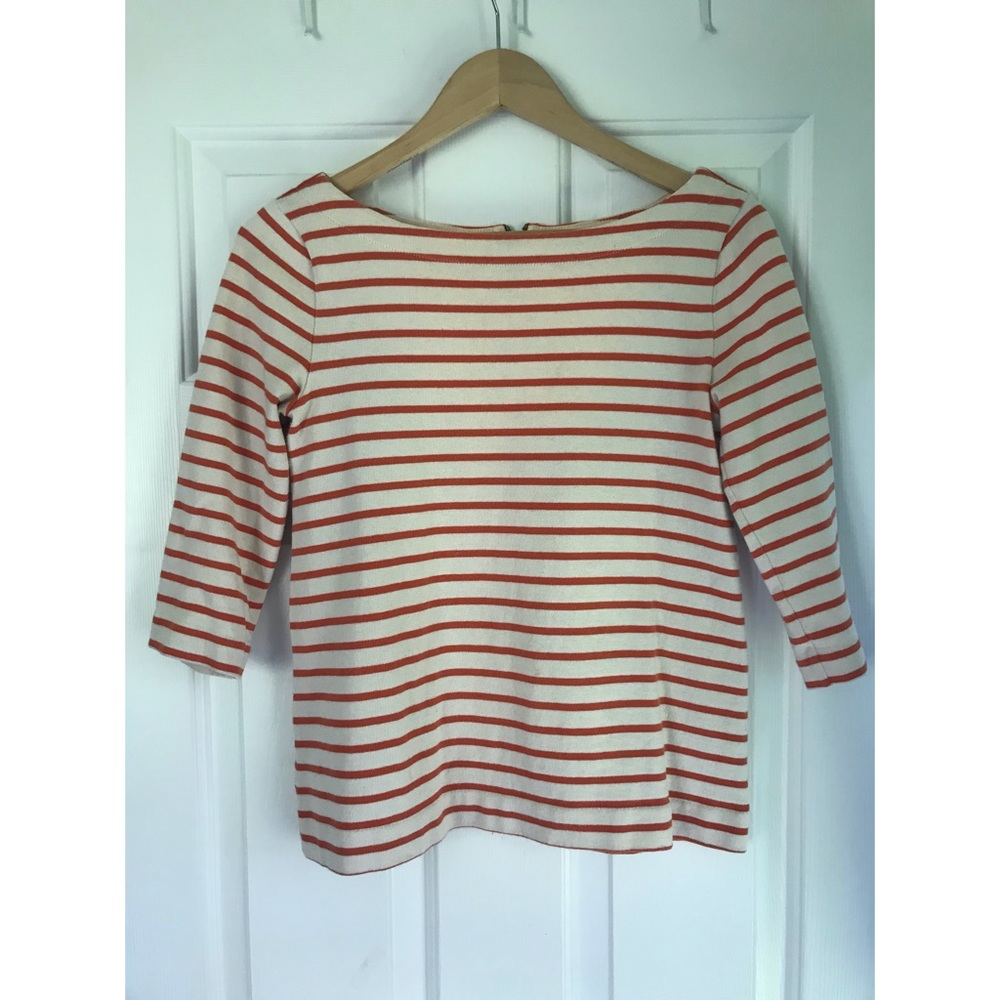 Stripped Scoop Neck Quarter Sleeve